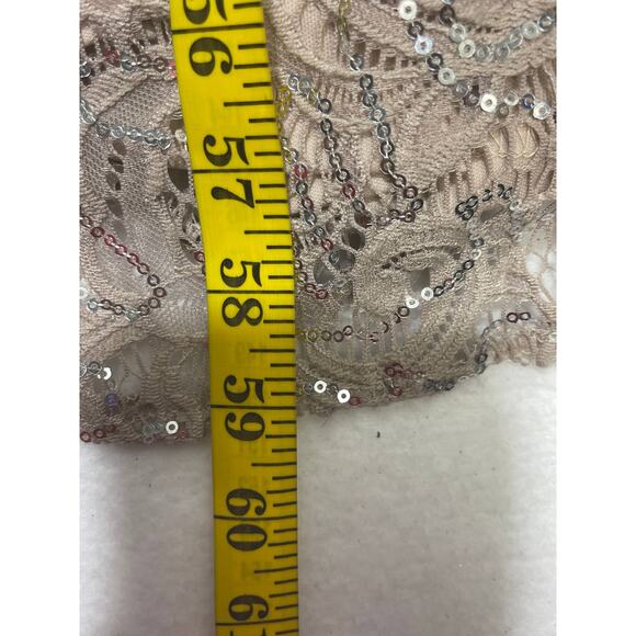 ALEX & EVE SZ 6 M Mauve Flyaway-Back Sequin Lace Halter Maxi Gown NWT B41 *flaw - Picture 6 of 10